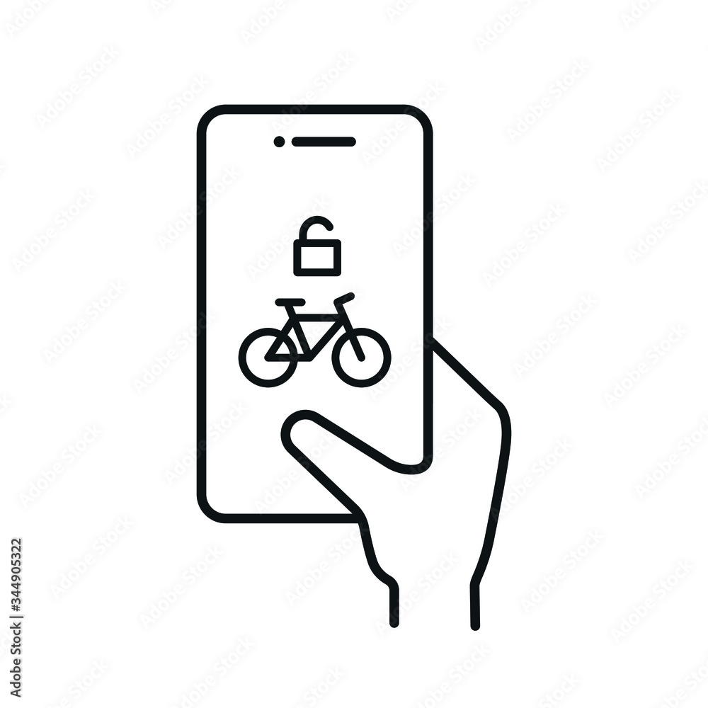 security bike rental icon, lock bicycle smybol, mobile app for unlocking a bicycle vector security bike rental icon, lock bicycle smybol, mobile app for unlocking a bicycle vector