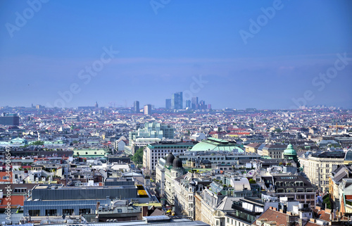 An aerial view of Vienna, Austria from St. Stephen's Cathedral. © Jbyard