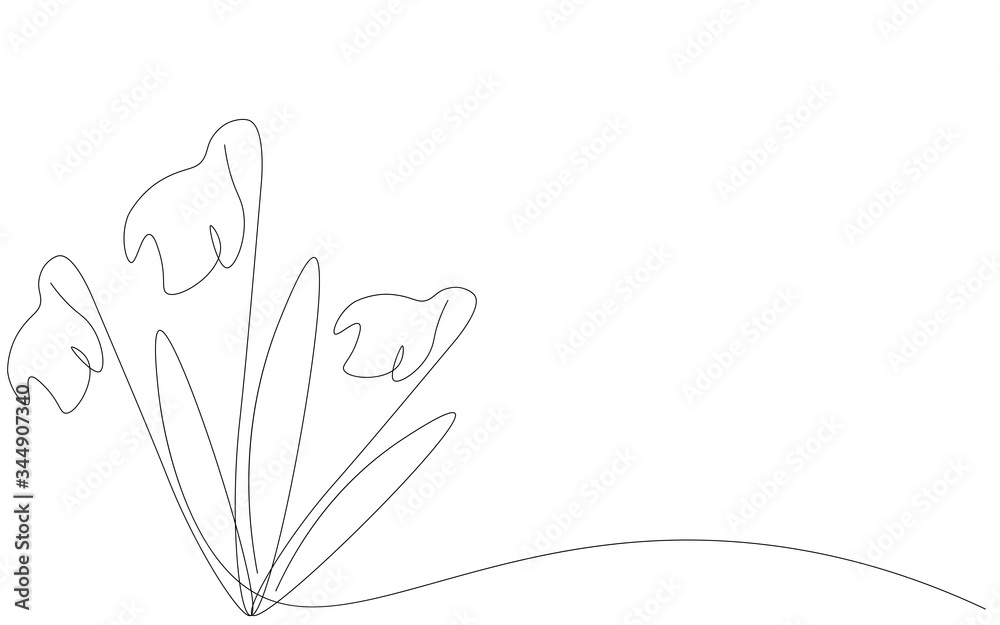 Fototapeta Spring flowers continuous line drawing. Vector illustration