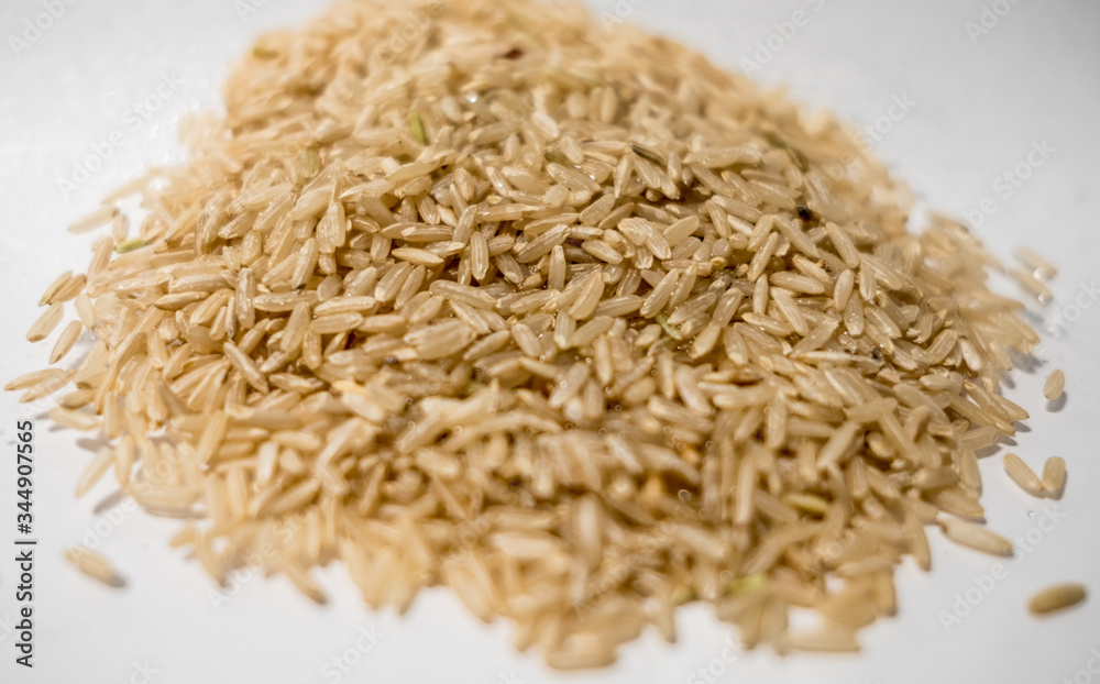 rice on a white background