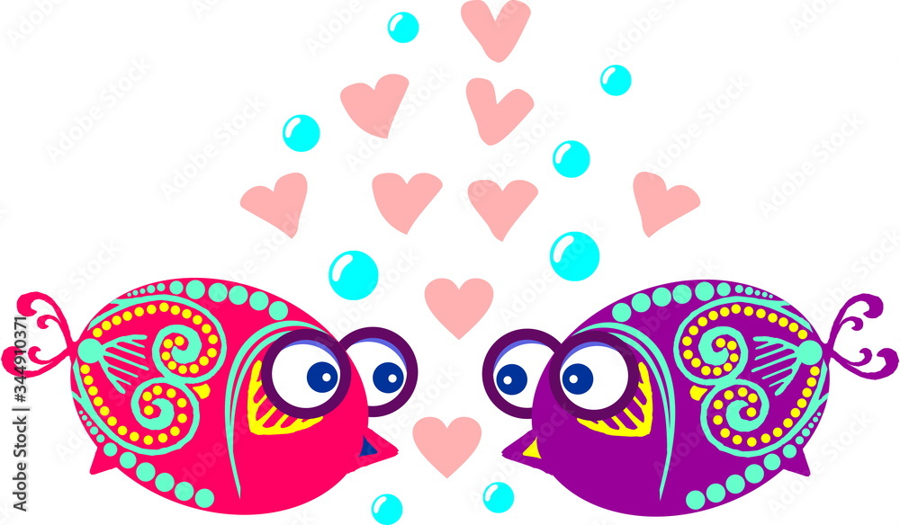 Two cute fishes in love Two cute fishes in love