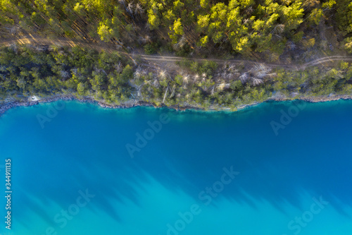 Blue emerald lake in forest