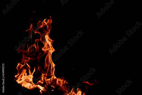 Fire background. Fire flame on a black background.