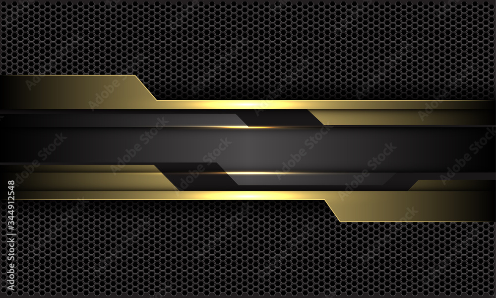 Abstract gold black circuit on dark grey hexagon mesh pattern design ...