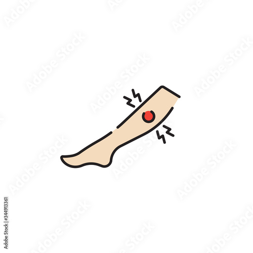 shin pain vector icon symbol isolated on white background