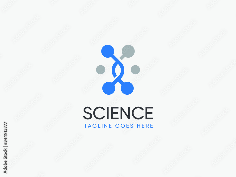 Science laboratiry sign, molecular new technology symbol.DNA logo design template