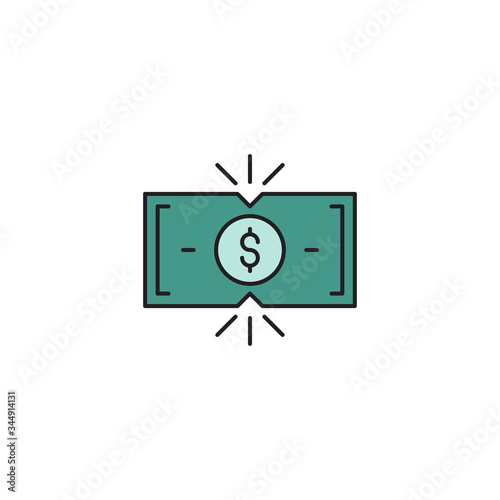 Tearing money banknote vector icon symbol isolated on white background