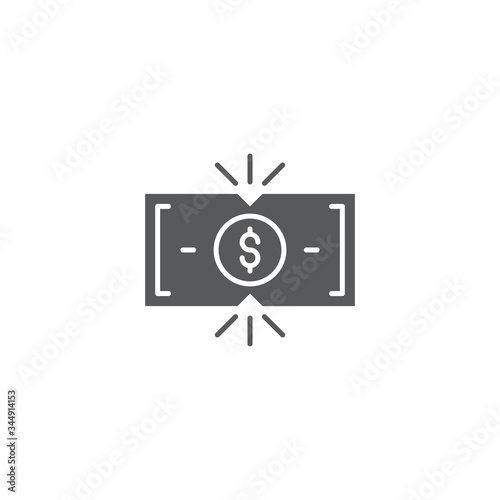 Tearing money banknote vector icon symbol isolated on white background