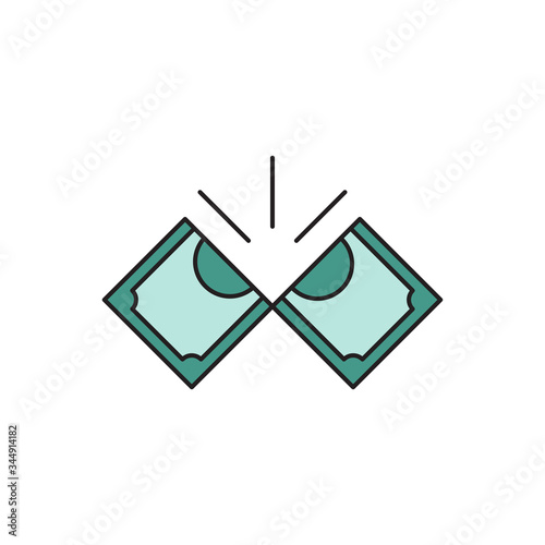 Tearing money banknote vector icon symbol isolated on white background