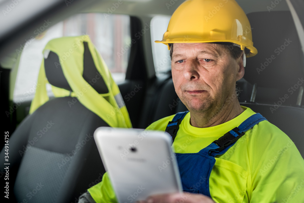 Worker / engineer in the car.
Worker / engineer in the car.