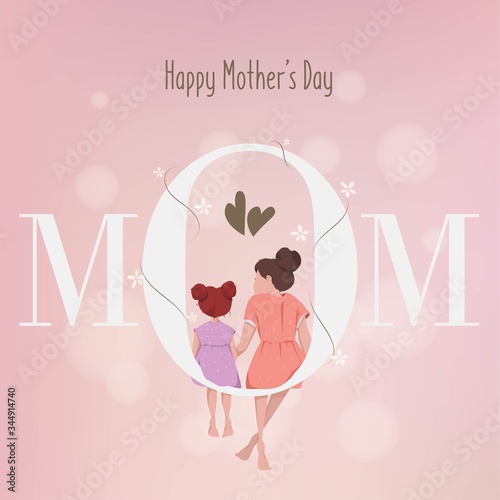 Happy Mother's Day. The Love of Mother and Little Girl.