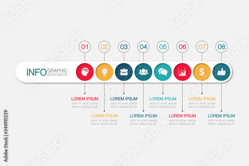 Vector iInfographic template for business, presentations, web design, 8 options. photo