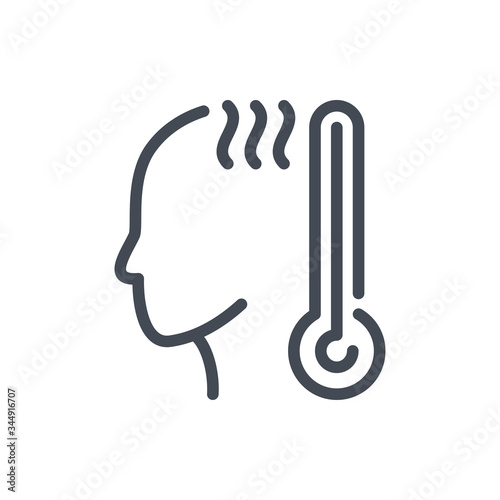 High temperature line icon. Fever heat vector outline sign.