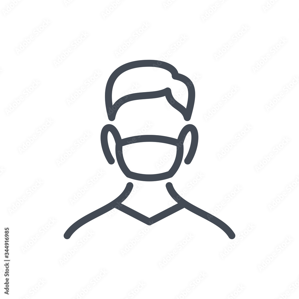 Man with mask line icon. Mouth guard mask vector outline sign. Man with mask line icon. Mouth guard mask vector outline sign.