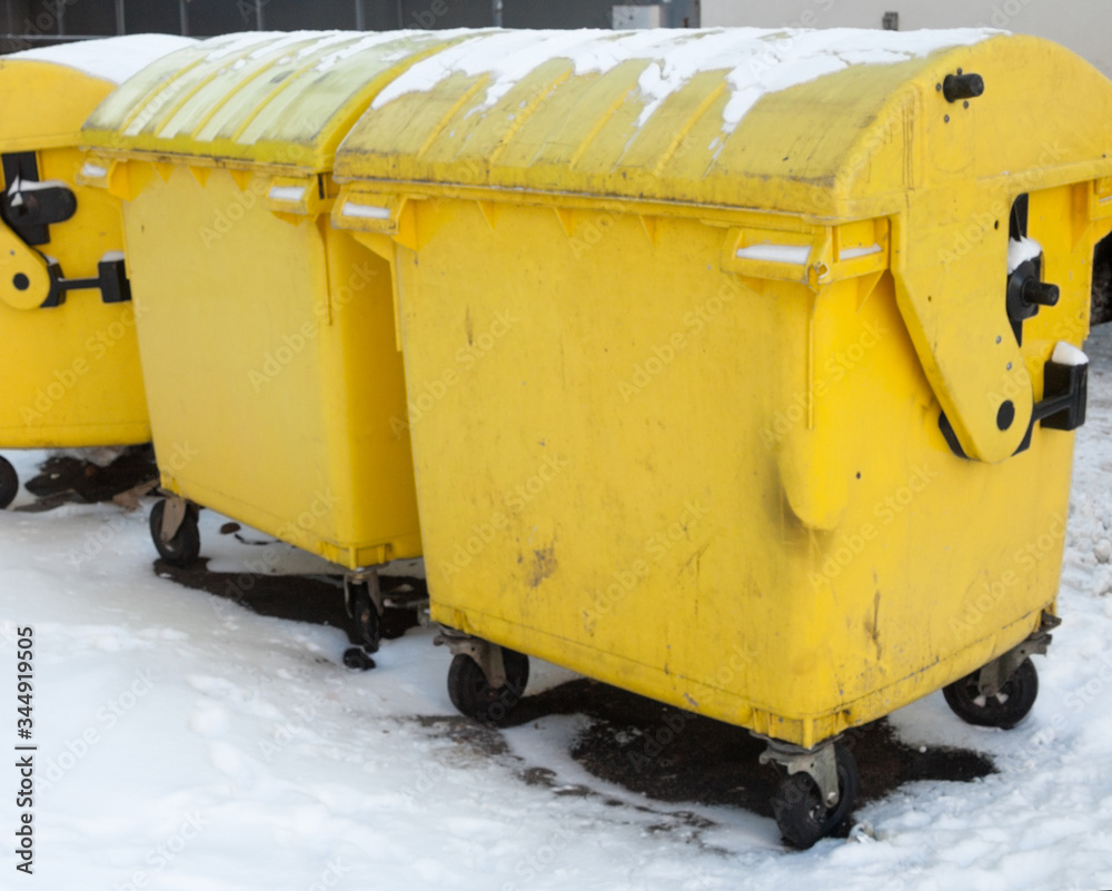 Yellow plastic waste containers Yellow plastic waste containers