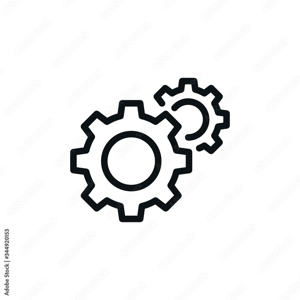 Gear icon, Settings Symbol- vector sign isolated on white background