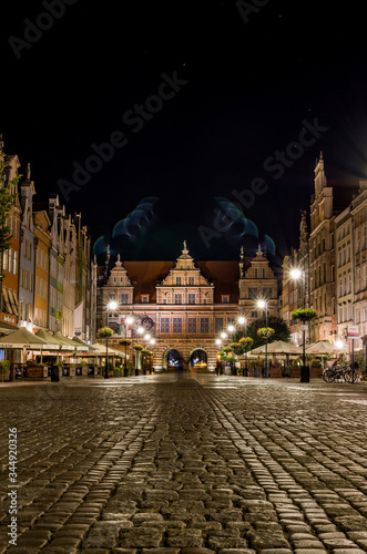 Long Market street in night, Gdańsk Poland