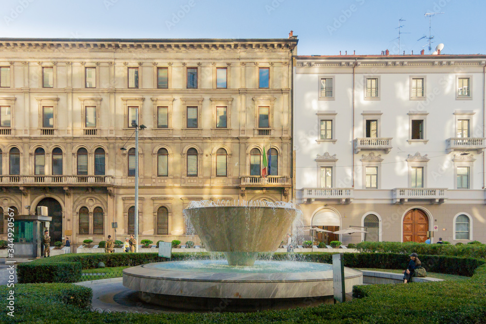 Water fountainin the city of Milan, Italy