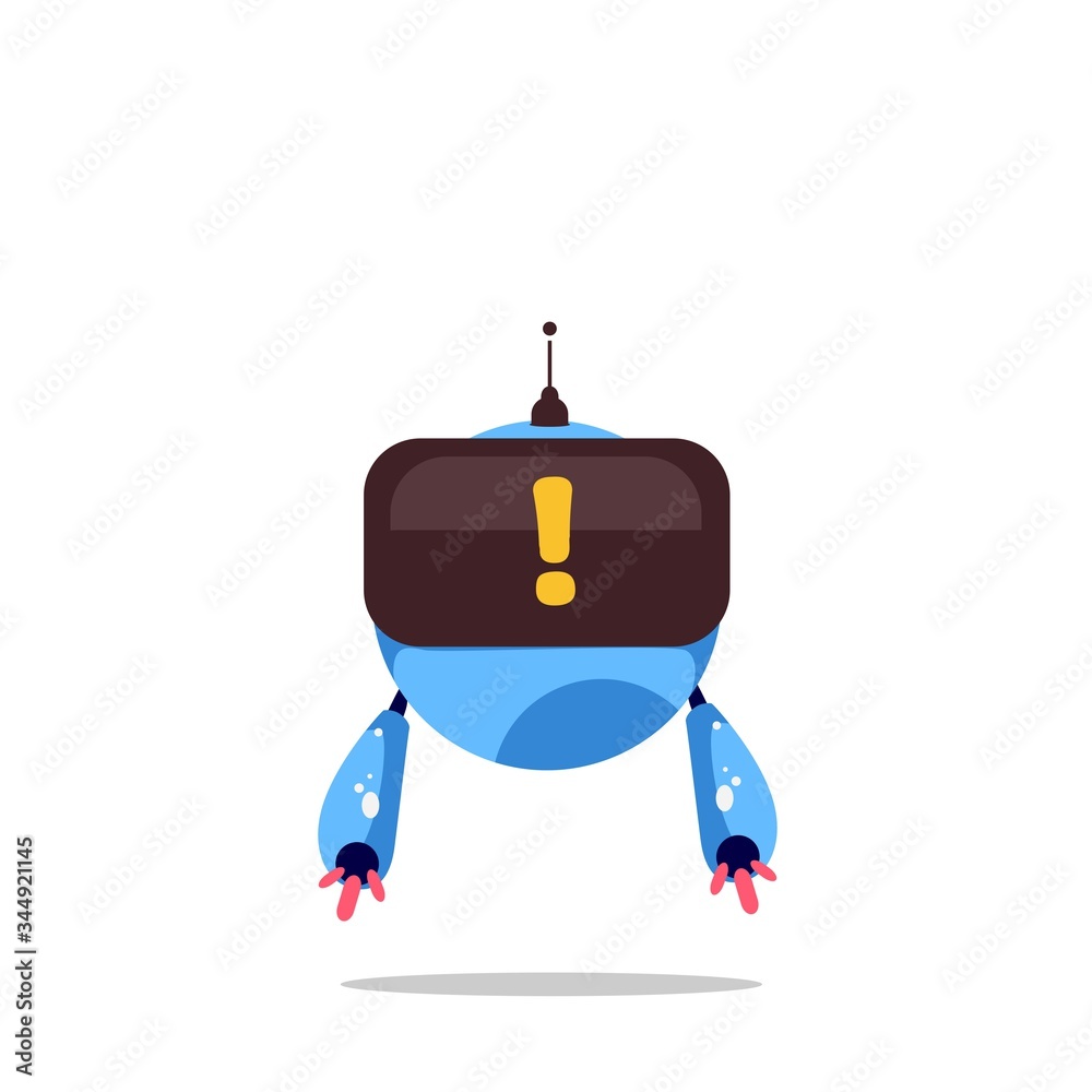 vector illustration of a blue robot in danger
