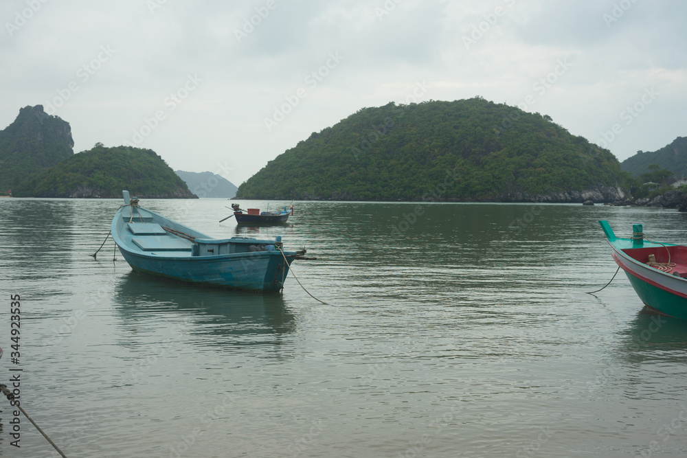 Seascape of Thailand with fishing boats