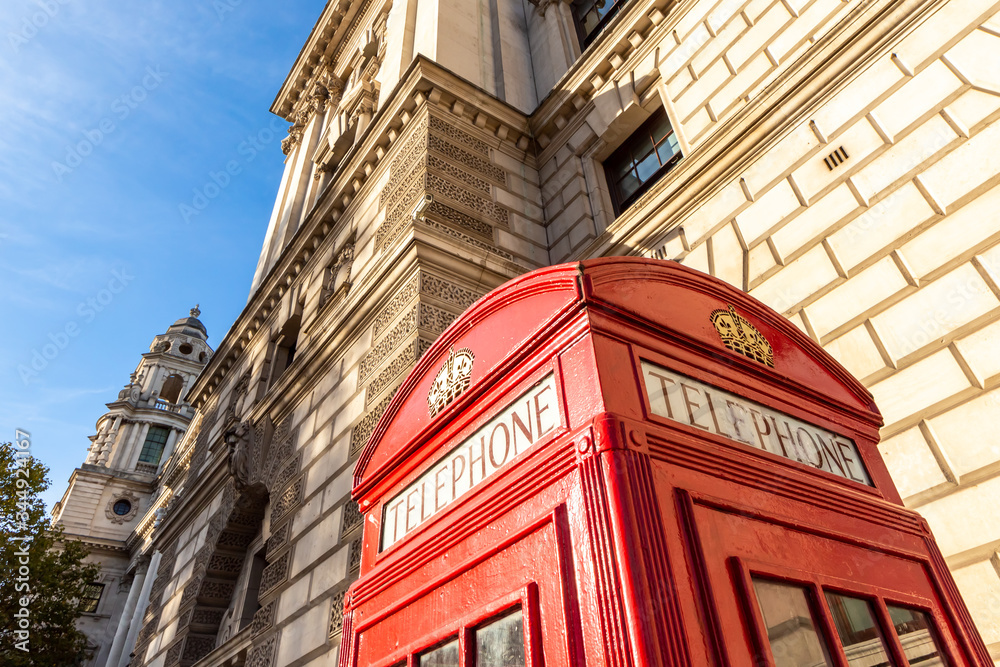 Red phone booth in London. United Kingdom. Red phone booth in London. United Kingdom.