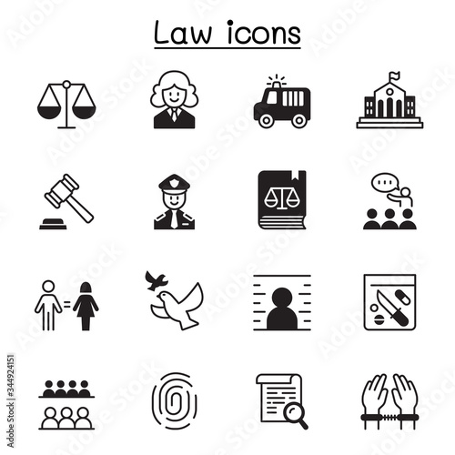 Law & Justice icon set vector illustration graphic design