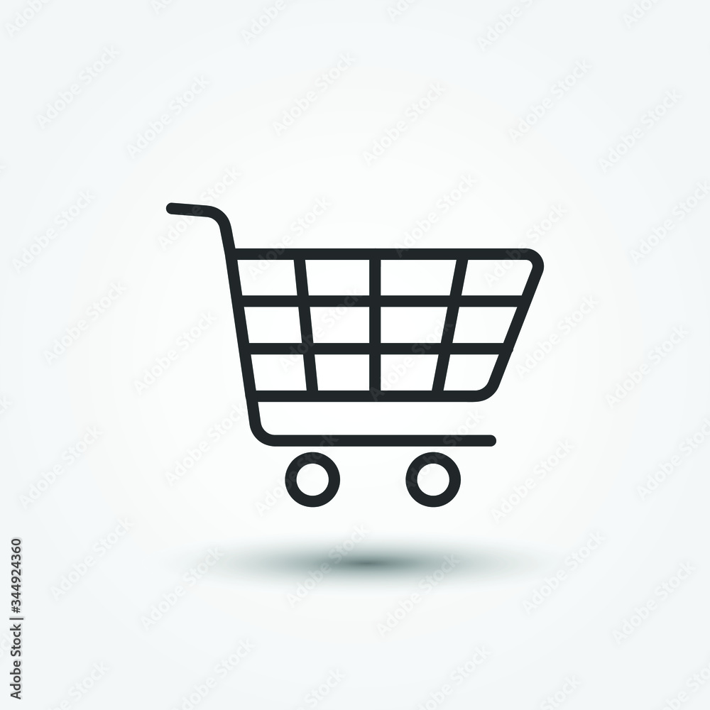 Shopping cart thin line icon. Black editable stroke. Vector illustration.