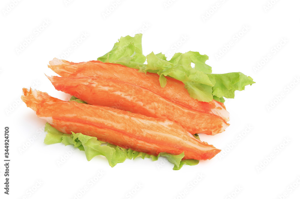 Imitation Crab Stick isolated on white background. This has clipping path.
