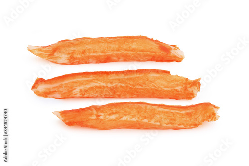 Imitation Crab Stick isolated on white background. This has clipping path.