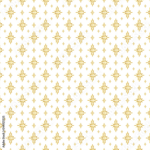 Golden floral shape with geometric seamless pattern vector on white background for tile, wall design.