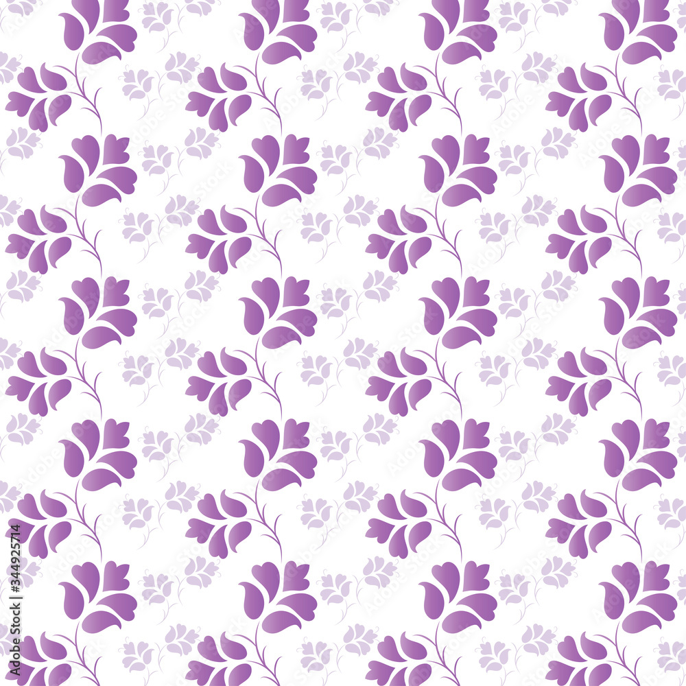 Abstract purple color floral seamless pattern vector on white background for tile, wall design.