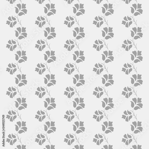 Abstract gray color floral seamless pattern vector on white background for tile  wall design.