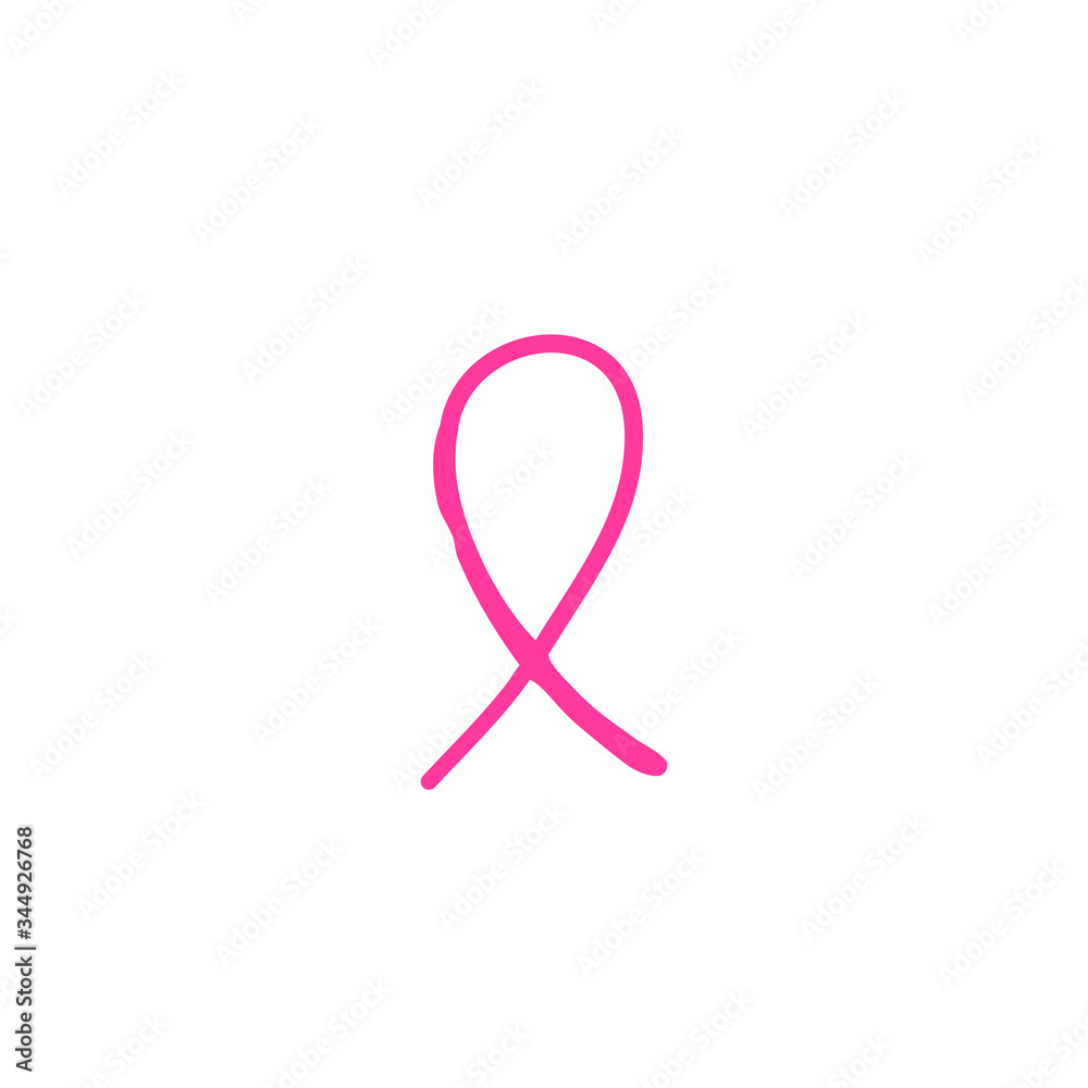 breast cancer awareness ribbon doodle icon, vector illustration Stock