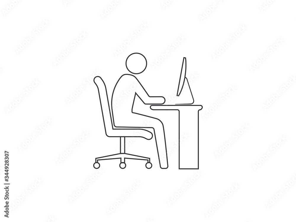 Work at home icon. Vector illustration, flat design.