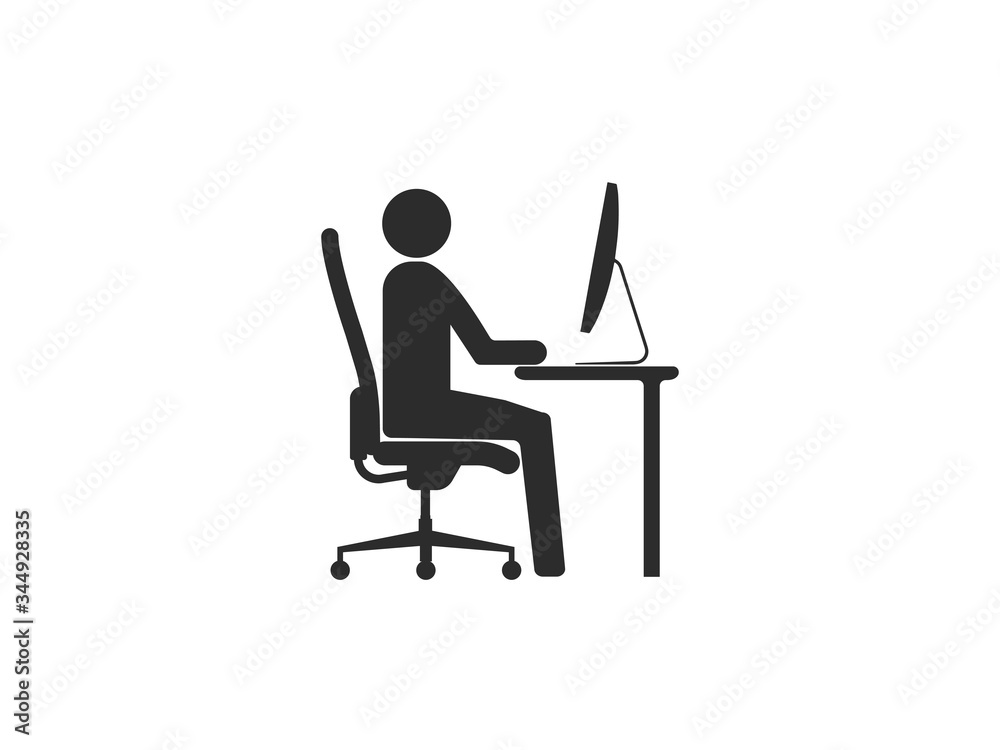 Work at home icon. Vector illustration, flat design. Work at home icon. Vector illustration, flat design.