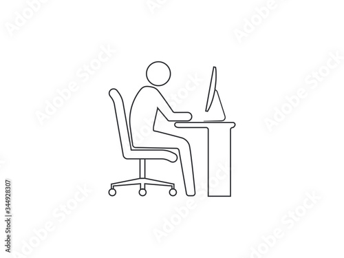 Work at home icon. Vector illustration  flat design.