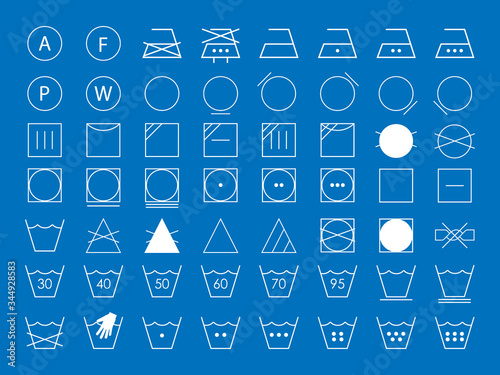 Laundry symbols icon set. Vector illustration, flat design.