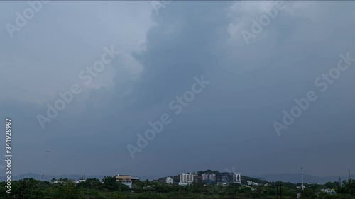 Timelapse at Pune City of cloudy weather, rainy and sunny to some part of Pune cities in Maharashtra, India