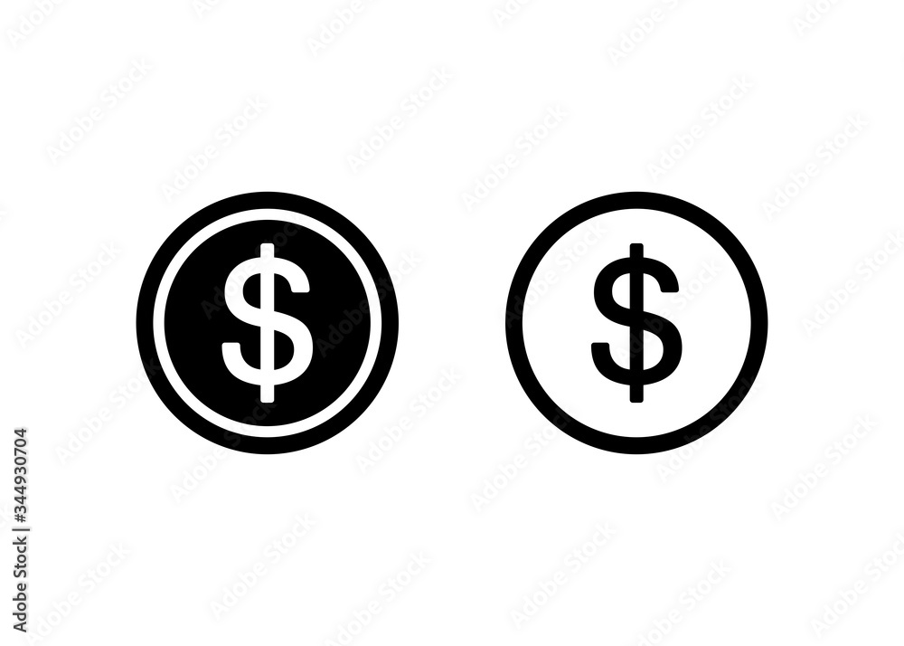 Dollar icon, money sign and symbol vector Dollar icon, money sign and symbol vector