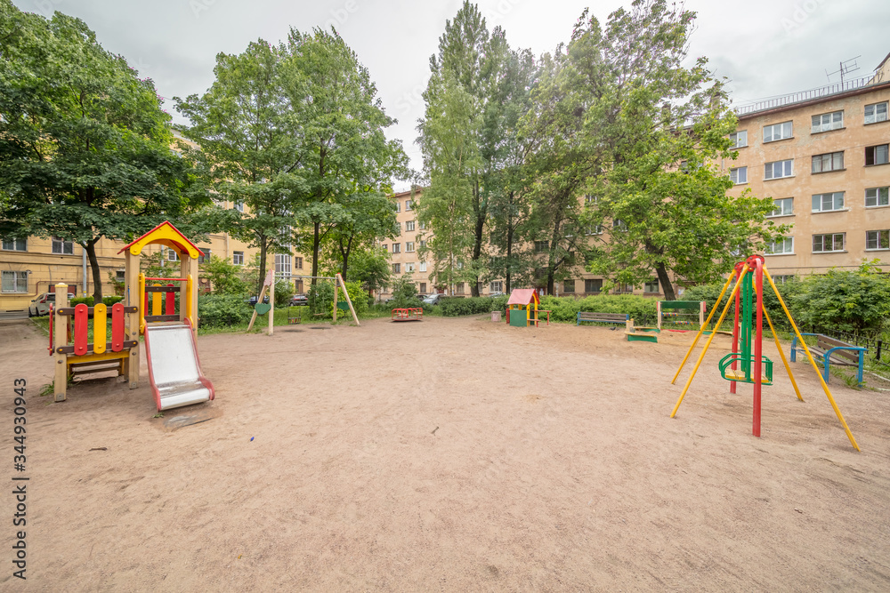 Abandoned Children Playground in quarantine - nobody playing