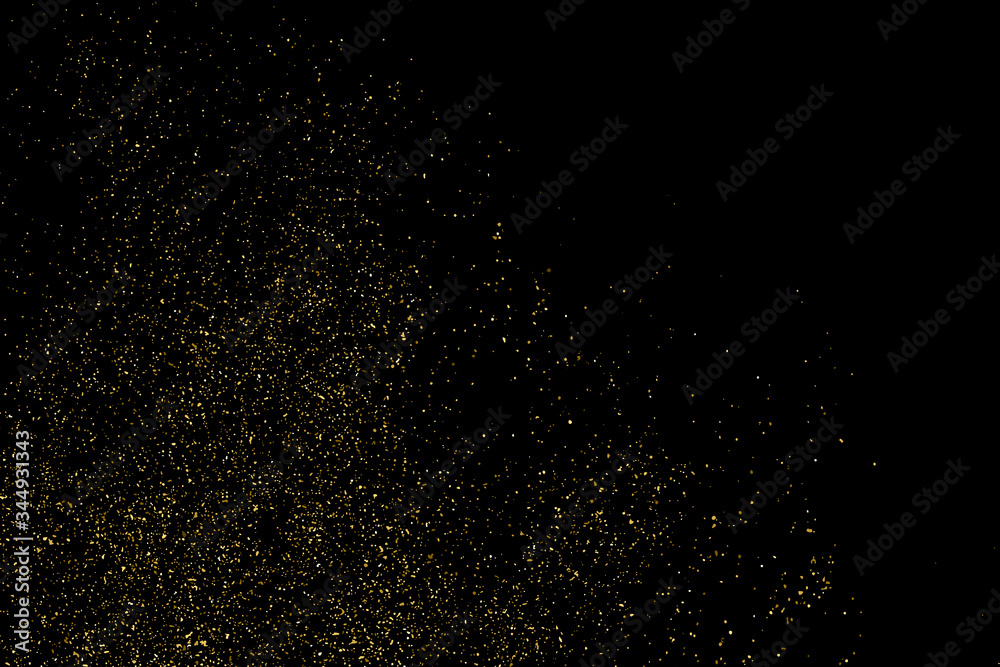Gold Glitter Texture Isolated on Black Background. Golden stardust. Amber Particles Color. Sparkles Rain. Vector Illustration, Eps 10. Gold Glitter Texture Isolated on Black Background. Golden stardust. Amber Particles Color. Sparkles Rain. Vector Illustration, Eps 10.