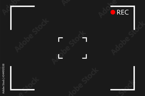 Camera viewfinder rec background vector. Screen Video on a black background . View finder background.
