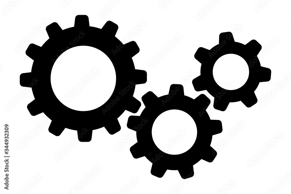 Gear icon, settings. Gear wheel, gears flat icon, vector illustration