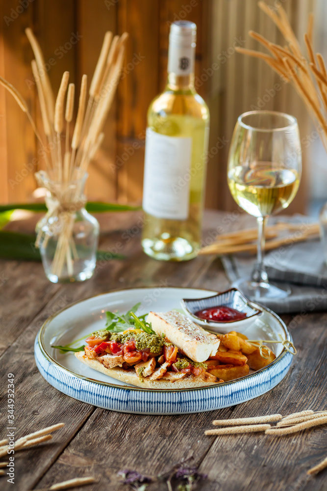 Italian appetizer bruschetta pesto sauce Italian appetizer bruschetta pesto sauce