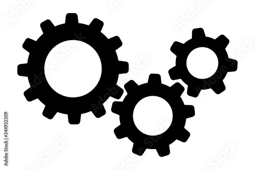 Gear icon, settings. Gear wheel, gears flat icon, vector illustration