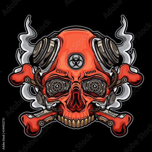 vector robot skull head