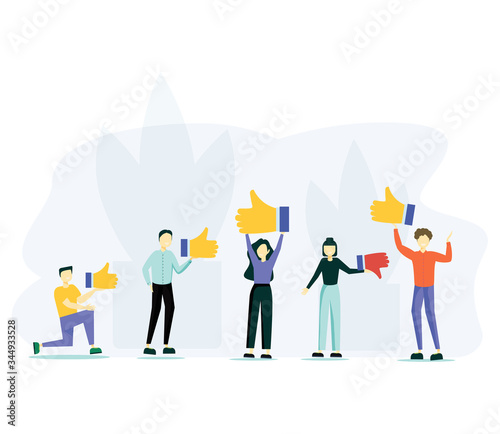 Customer review rating. People give review rating and feedback. Flat vector illustration. Customer choice. Know your client concept. Rank rating stars feedback. Business satisfaction support