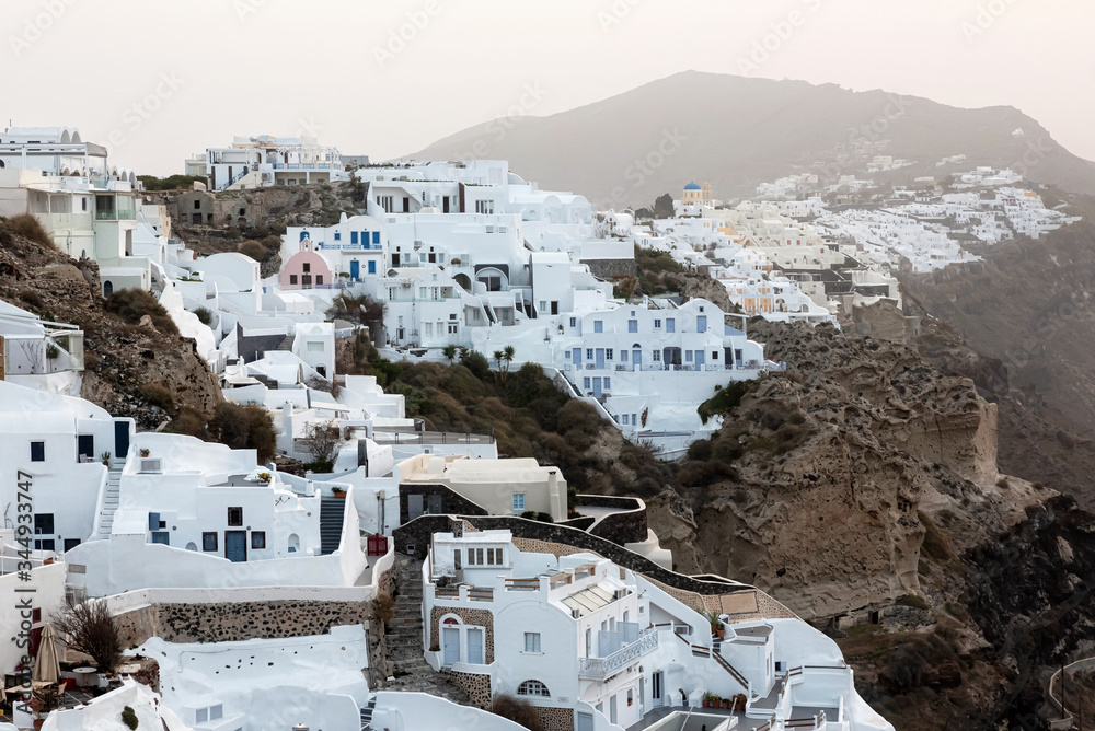 Fototapeta premium Oia Village On Santorini Island at sunrise, Greece