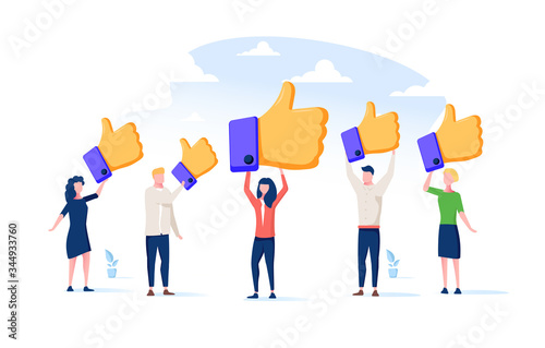 Customer review rating. People give review rating and feedback. Flat vector illustration. Customer choice. Know client