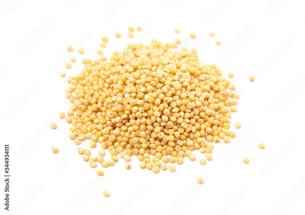 Whole Millet Pearl Grains on a White Background Whole Millet Pearl Grains on a White Background
